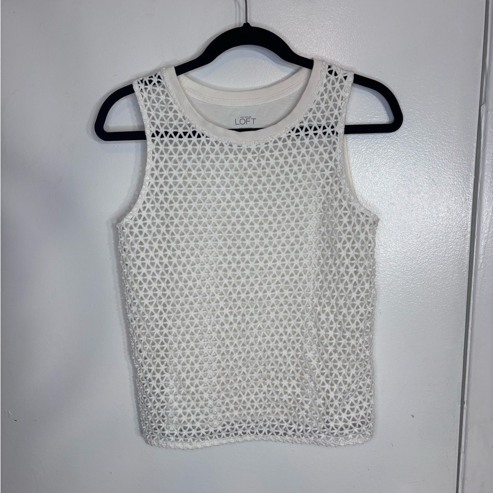 Ann Taylor LOFT White Open Knit Tank Top – Size Small